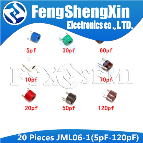 20pcs JML06-1 6mm  trimmer Adjustable capacitor 5PF 10PF 20PF 30PF 40PF 50PF 60PF 70PF 120PF 5P 10P 20P 30P 40P 50P 60P 70P 120P ► Photo 1/1