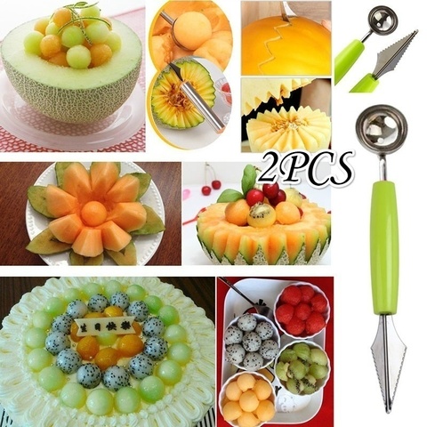 2PCS Kitchen Vegetable Carve Fruit Slicer Device Scoop Ballers Cutter Chop Gadgets ► Photo 1/6