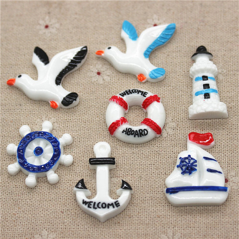 10pcs Kawaii Resin Sailboat/Anchor/Helm/Lighthouse/Seagull/Life Buoy Miniature Flatback Cabochon Art Supply DIY Craft Decoration ► Photo 1/6