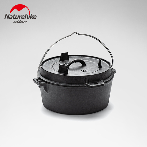 Naturehike 25CM Dutch Pot Outdoors Camping Cast Iron Pot Portable Multi-function Hanging Pot Stew Wok Pot Frying Pan BBQ Picnic ► Photo 1/1