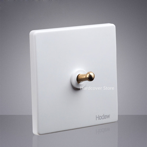 High Quality 86 Type Retro White Wall Light Brass Toggle Switch Socket 2 Way Toggle Switch Outlet Panel Set ► Photo 1/6