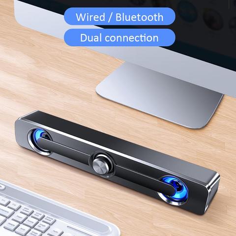 Soundbar Bluetooth 5.0 Speaker Wired Computer Speakers Stereo Subwoofer Sound bar for Laptop PC Theater TV Aux 3.5mm ► Photo 1/6