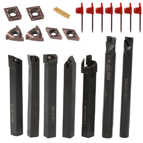 21Pcs Shank Solid Carbide Inserts Wrench DIY Set Metal Steel Lathe Boring Bar Holder 10mm /12mm /16mm Turning Tool lathe Tools ► Photo 1/6