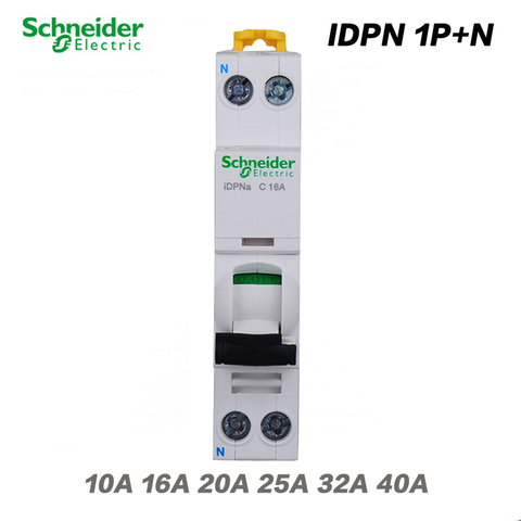 Schneider Electric MCB Circuit Breaker Air Switch 18mm Small MINI 2P IDPNa 1P+N AC 10A 16A 20A 25A 32A 40A Disjoncteur Miniature ► Photo 1/6