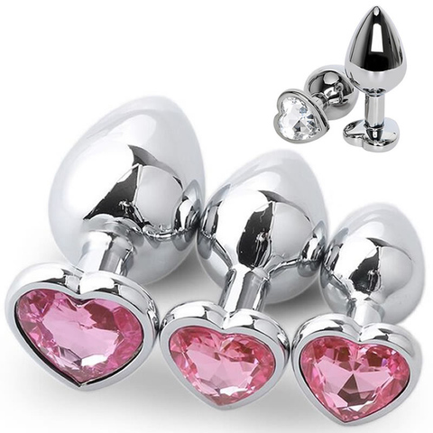 3 Size Anal Plug Heart Stainless Steel Crystal Anal Plug Removable Butt Plug Stimulator Anal Sex Toys Prostate Massager Dildo ► Photo 1/6