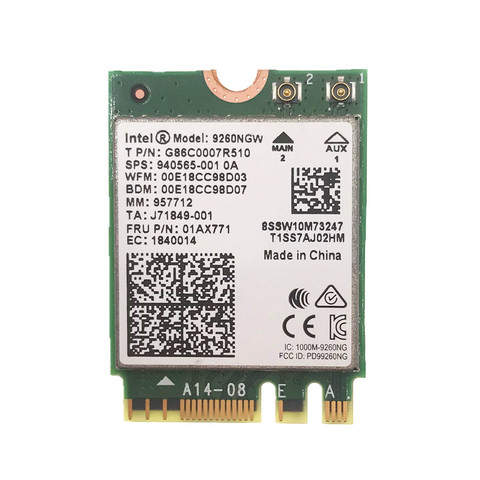 For Intel 9260 9260NGW AC 1730Mbps 2.4G/5Ghz NGFF 802.11ac Wi-fi Bluetooth 5.0 ► Photo 1/4