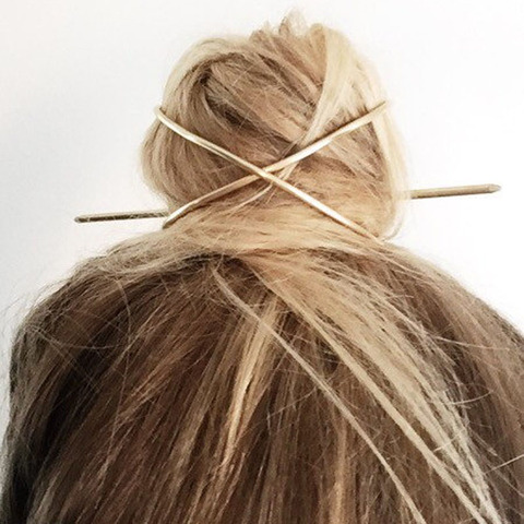 Fashion Hair Stick Boho Geometric Hair Accessories Gold Filled X Shaped Bun Holder Cage Hair Pins for Women Hairwear Jewelry ► Photo 1/6