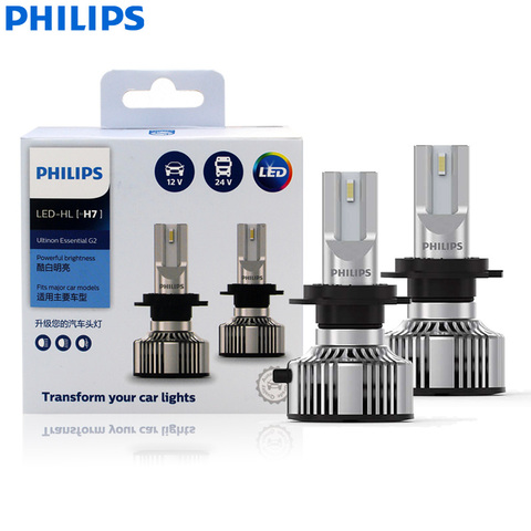 Philips New Ultinon Essential Gen2 LED H7 12/24V 20W 6500K Super White Light Car Headlight LED Auto Lamps 11972UE2X2 (Pack of 2) ► Photo 1/6