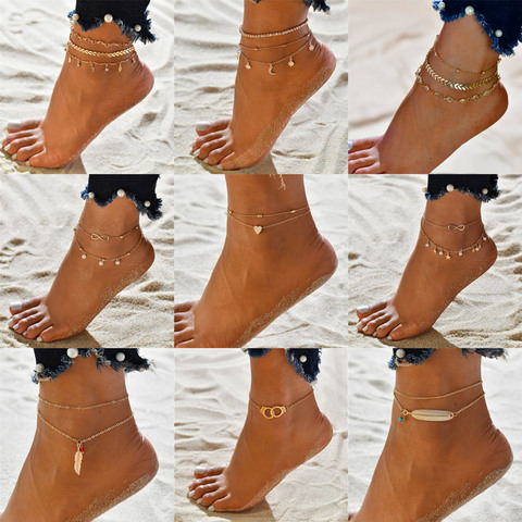 Bohemian Arrow Anklet Bracelet for Women Punk Metal Chain Sequin Anklets Summer Beach Anklet Female Barefoot Leg Chain Jewelry ► Photo 1/6