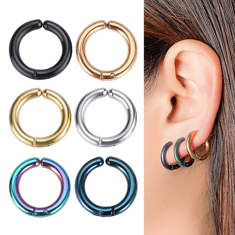 2Pcs/1Pair Stainless Steel Ear Clip Earrings For Women Man Non Piercing Round Ear Circle Fake Earrings Punk Simple Ear Jewelry ► Photo 1/6