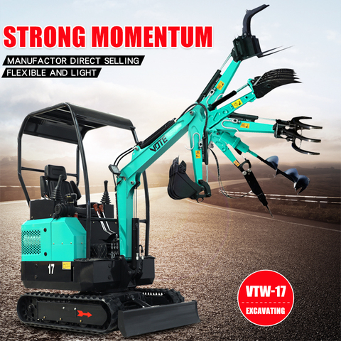 VOTE VTW-17 China cheap mini crawler hydraulic excavator red/green/black digger mini digger for sale ► Photo 1/6