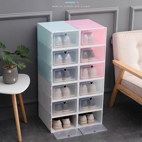 1PC Flip Shoes Box Thickened Transparent Drawer Case Plastic Shoe Boxes Stackable Box Shoe Organizer Shoebox Storage Shoe Rack ► Photo 1/5