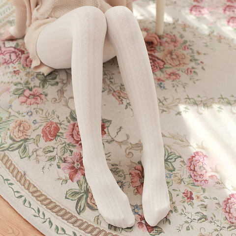 Sweet Lolita Nylon Stockings Women White Color Sexy Heart Pantyhose Long Stocking Female High Tights Dress medias de mujer ► Photo 1/6
