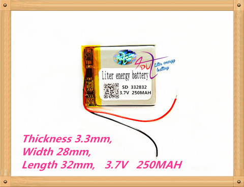332832 3.7V 250MAH lithium polymer battery MP3 MP4 battery recorder Rechargeable batteries Tablet battery ► Photo 1/1