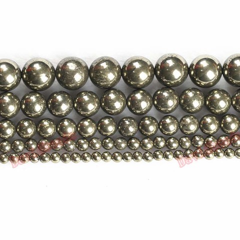 Fctory Price Natural Stone Iron Pyrite Round Loose Beads 16