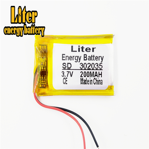 3.7V lithium polymer battery 302035 032035 200mAh MP3 MP4 Bluetooth 3*20*35mm lithium battery small stereo bluetooth GPS ► Photo 1/5