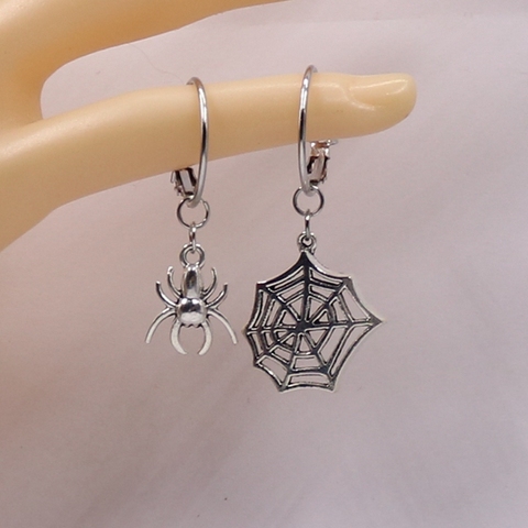 1pair Punk Style Korean Cute Halloween Specter  Spider Earrings,  Asymmetrical Earrings, Fashion women Hoop Earrings Lover Gifts ► Photo 1/1