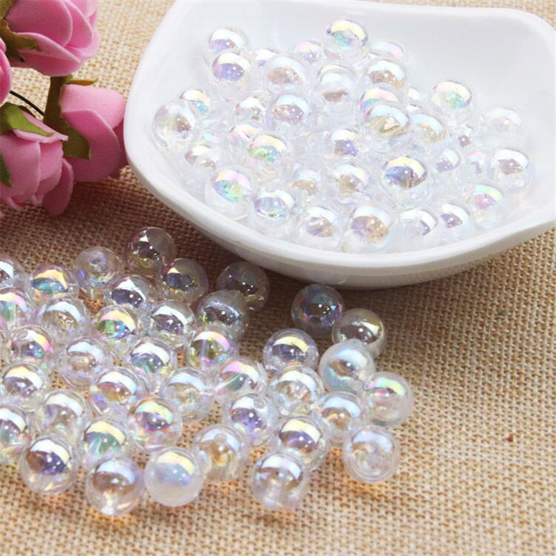 Round Ball Spacer Beads Acrylic Beaded Opaque Bracelet Spacer Jewelry Making DIY 