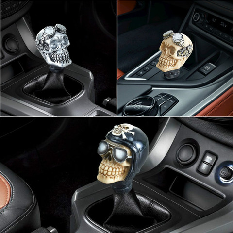 Universal Car Gear Shift Knobs Skull Head Gear Manual Transmission Gear Shift Knob Shifter Lever Car Modified Manual Gear Head ► Photo 1/6