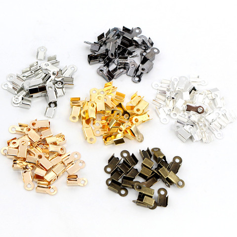 200pcs/lot Cove Clasps Cord End Caps String Ribbon Leather Clip Tip Fold Crimp Bead Connectors For DIY Jewelry Making Findings ► Photo 1/6