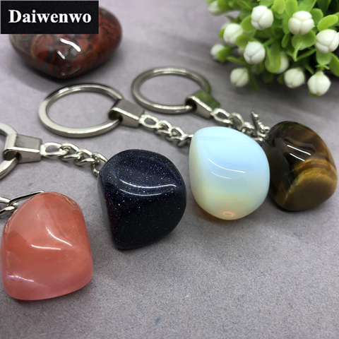 17 Types Natural Stone with Stainless Steel Keychain Pendant Accessories ► Photo 1/6