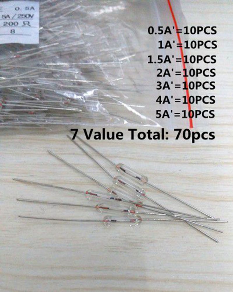 200Pcs Glass Fuse Tube Axial With Lead Wire Fast Blows Fuse 3x10mm 250V/2A
