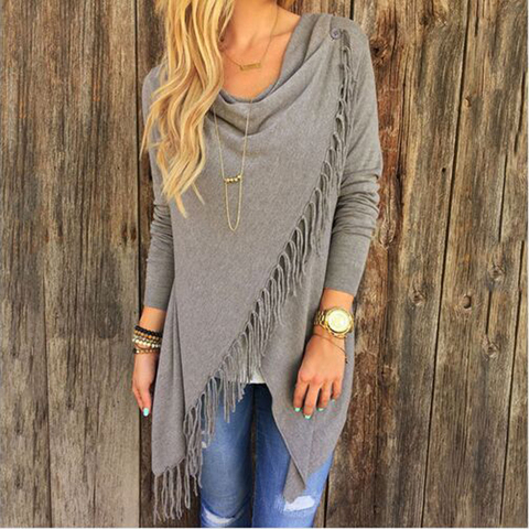 2022 new  Boho Style Autumn Women Tassels Crochet Ladies Knitted Tops Casual Long sleeve shirts Tops Feminino Y95 ► Photo 1/6