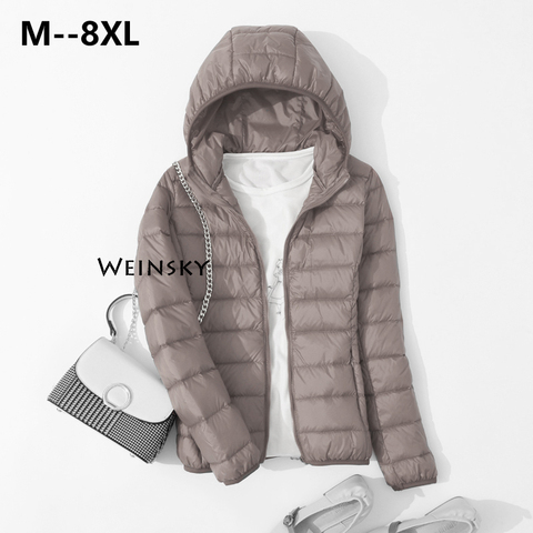 Spring Autumn Women Ultralight Thin Down Jacket White Duck Down Hooded Jackets Warm Winter Coat Parka Female Portable Outwear ► Photo 1/6