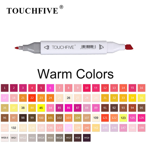 TOUCHFIVE Warm Colors Art Markers Dual Tip Alcohol Base Brush Pens Interior Animation Clothing Illustration Graphic Designing ► Photo 1/6