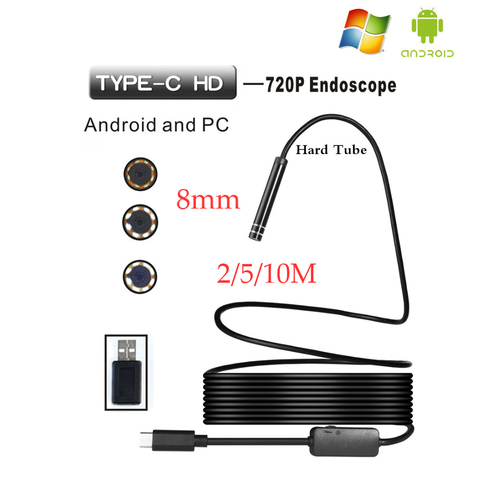 8mm Lens Android HD Endoscop Camera Type C USB Endoscopio Inspection Hard Tube Camera PC Android for Huawei Phones Borescope ► Photo 1/5