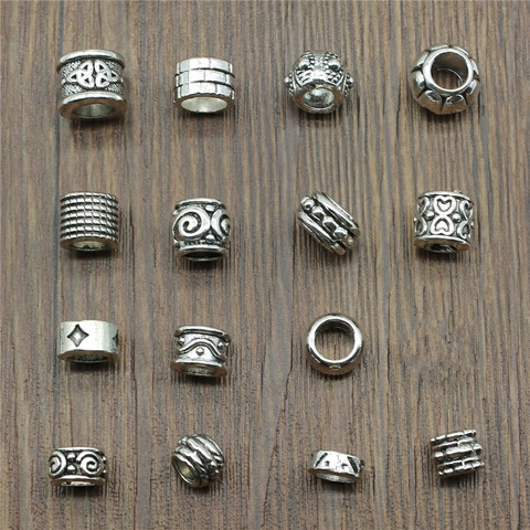 20pcs/lot Spacer Beads Charms Antique Silver Color Big Hole Spacer Beads Charms Pendants For Bracelets Jewelry Making ► Photo 1/2