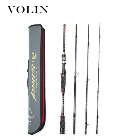 Volin NEW 4 Sections Spinning Rod with Case FUJI Reel Seat Fast Action Casting Fishing Rod Carbon Travel Rod DKK-SIC Guide Ring ► Photo 1/6