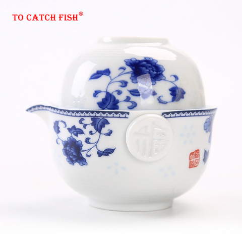 Ceramics Tea set Include 1 Pot 1 Cup, High quality elegant gaiwan,Beautiful and easy teapot kettle,kung fu teaset ► Photo 1/6