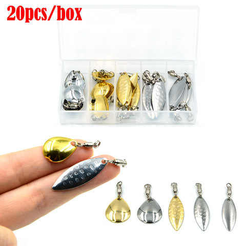 20pc/box Fishing Spoon Fishing Lures Artificial Shining Attractor VIB Tail Spinner with Connector Noise Silver Gold Metal Sequin ► Photo 1/6