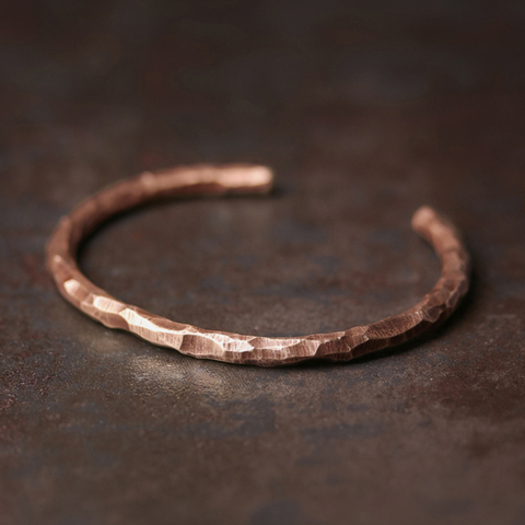 Hand Crafted Hammered Copper Bracelet Rustic Forged Do Old Punk Cuff Bangle Viking Handmade Jewelry Unisex Gift for Her Him ► Photo 1/5