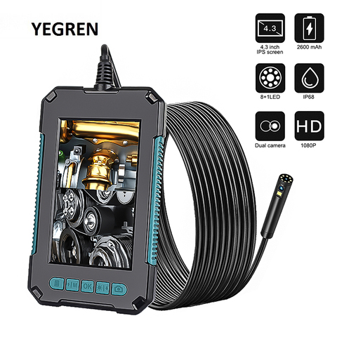 8mm Endoscope Camera IP67 Waterproof Industrial Borescope with 4.3“ HD Screen LED Pipe Inspection Camera Hard Cable Endoscope ► Photo 1/6
