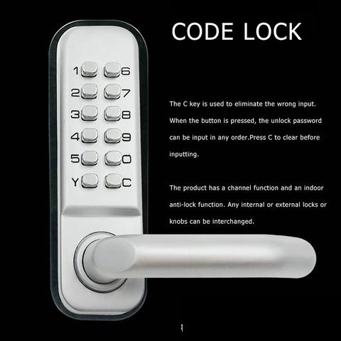 Mechanical Digital Push Button Door Lock Keyless Combination Code Lock 1 x Door Lock Front Panel 1 x 60mm Latch Manual Door Lock ► Photo 1/6