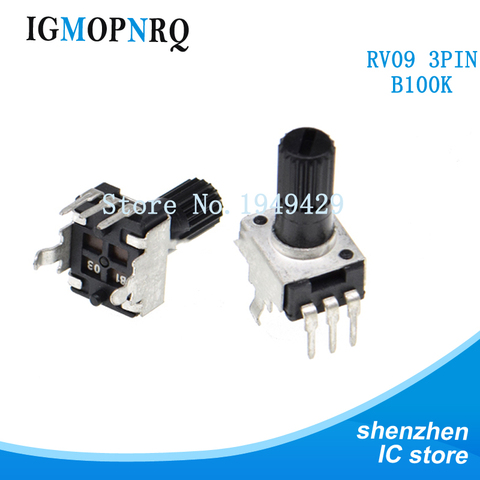 5PCS/LOT RV09 B100K B104 Potentiometer Adjustable Resistance 12.5mm Shaft 3 Pins 0932 Vertical adjustable trim pot WH09 ► Photo 1/2