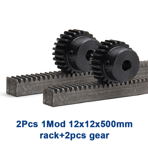 2Pcs 1Mod 1 Modulus 12x12x500mm High Precision Gear Rack steel +2Pcs 1M 25teeth 30tooth pinion cnc rack mod 1 rack ► Photo 1/5