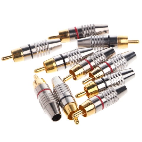 10 Pcs RCA Plug Video Locking Cable Connector Gold Plated ► Photo 1/6