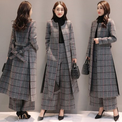 fvwitlyh Interview Outfit Women's Fashion Autumn Winter New Suit Coat Casual  Wide Leg Pants Suit Set Fitted Clothes for Women 