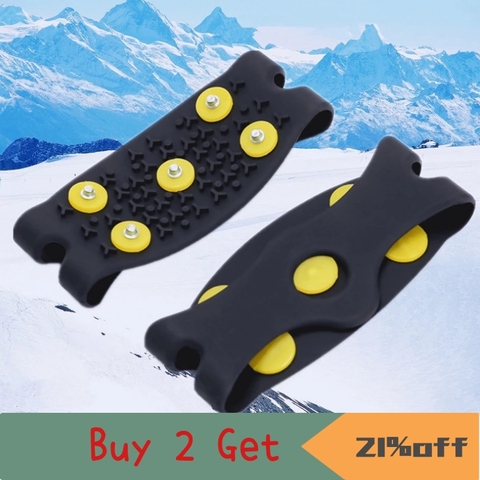 1 Pair 5-Stud Snow Ice Claw Climbing Anti Slip Spikes Grips Crampon Cleats Shoes Cover for Women Men Boots Cover Size 35-43 ► Photo 1/6