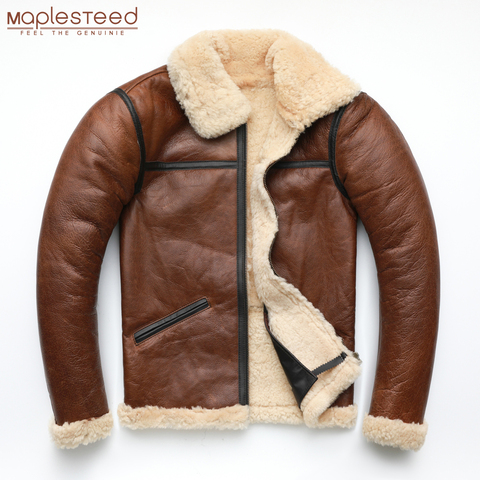 Brown Shearling Coat Men Thick 100% Natural Fur Coat Winter Men Leather Coat Warm Winter Asian Size M-4XL Clothing M263 ► Photo 1/6
