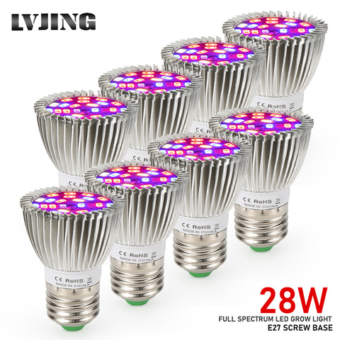 LVJING 8pcs/Lot Led Grow Light Phyto Hydroponic Growth E27 Bulb Full Spectrum 85-265V UV IR Lamp Plants Flower Seedling Fitolamp ► Photo 1/6