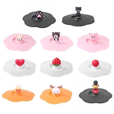 Cartoon Silicone Cup Cover Dustproof Leakproof Tea Coffee Sealed