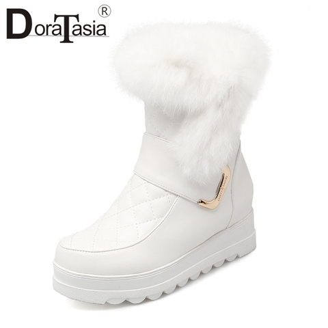 DORATASIA New Winter 34-43 Casual Flat Platform Snow Boots Women Warm Fur Platform Booties Ladies Height Increasing Shoes Woman ► Photo 1/6
