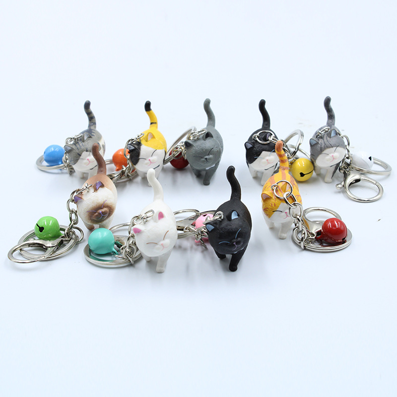 HOT Creative Shaking Head Cat Metal Keychain Key Ring  Handbag Pendant Gift