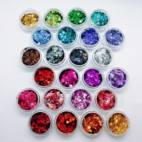 Holographic Chunky Glitter 24 Colors Total 140g Face Body Eye Hair Nail Festival Chunky Holographic Glitter ► Photo 1/6