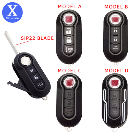 Xinyuexin Flip Folding Car Key Shell FOR FIAT 500 Panda Punto Bravo Ducato Stilo Remote Auto Key Case Fob SIP22 Blade 3 Buttons ► Photo 1/6