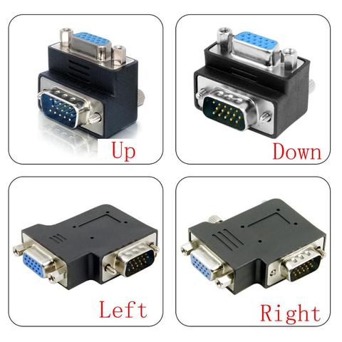 VGA SVGA Male 90 Degree Up Down Left Right Angled to Female Extension Adapter for Monitor & Projector ► Photo 1/5